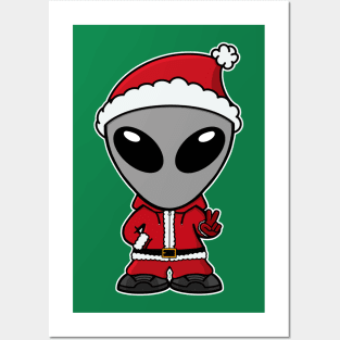 Santa Gray Space Alien Posters and Art